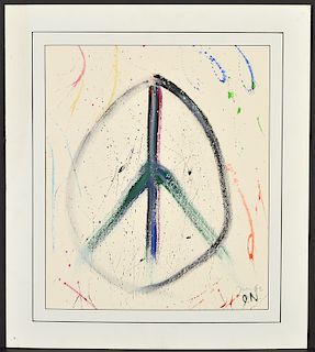 Signed Jim Dine "Peace" Watercolor