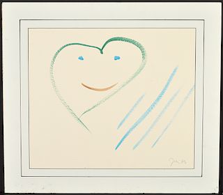 Signed Jim Dine "Heart" Watercolor
