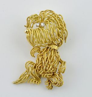 Modernist 18kt Gold & Diamond Dog Pendant