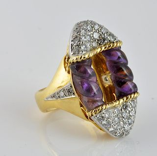 Kutchinsky Pave Diamond & Pink Tourmaline Ring