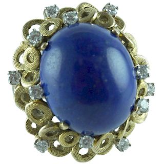 Vintage 14K Estate Lapis Lazuli Cocktail Ring.