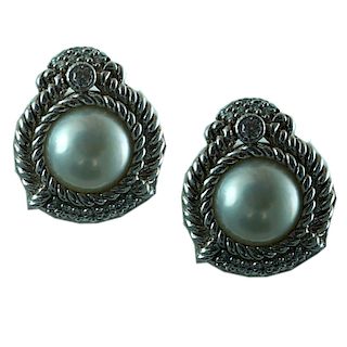 Judith Ripka Pearl Diamond Earrings
