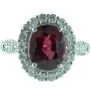 GIA certified, 2.68 Spinel & Diamond Ring.