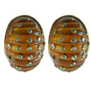 18 Karat Fashion Dome Huggie Earrings.