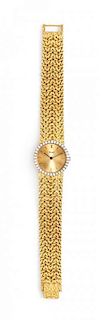 An 18 Karat Yellow Gold and Diamond Wristwatch, Piaget,