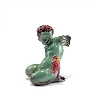 Neptune Putto with wings and Frog King, c1915