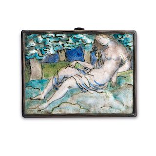 Reclining nude in landscape' tile, 1921