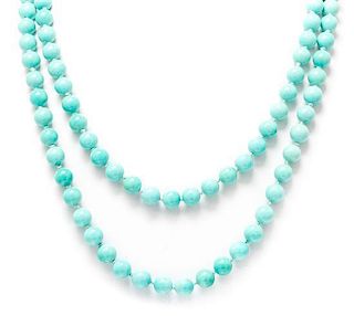 A Single Strand Turquoise Bead Necklace,