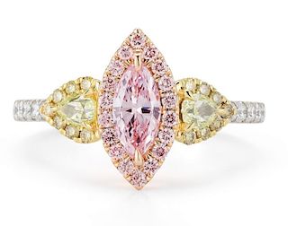 PINK AND GREEN DIAMOND RING