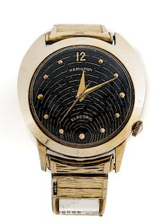 14K Hamilton 500 Electric Calendar Band Wristwatch