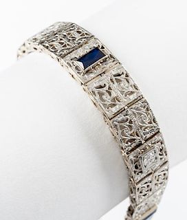 14K Sapphire & Diamond Bracelet