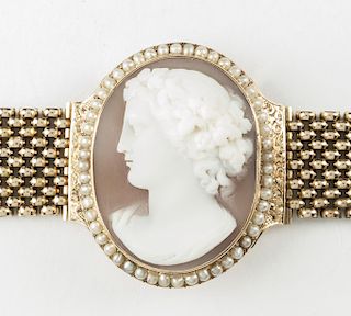 Antique 18K Cameo Bracelet in Tiffany Case