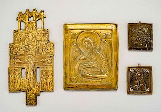 4 Brass & Bronze Russian Travel Icons