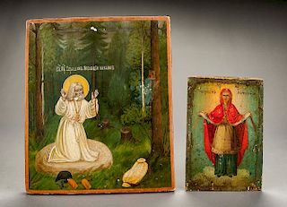 2 Icons Virgin Mary and St. Seraphim