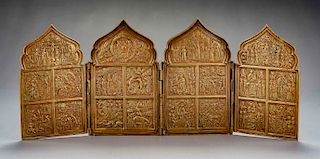Russian Four Part Brass Travel Icon