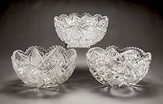 3 Cut Glass Bowls