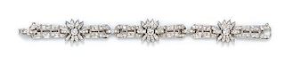 A Platinum and Diamond Bracelet, Circa 1950, 20.30 dwts.