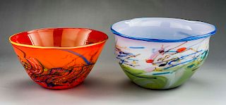 2 Large Art Glass Bowls