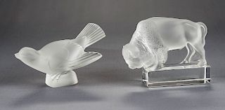 Lalique Buffalo & Bird Figures