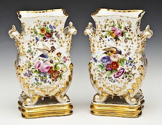 Pair of Hand Painted Old Paris Vases