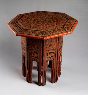 Persian Lacquered Wood Tabouret Table