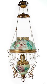 Hand Painted Victorian Hanging Parlor Lamp