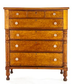 Birds-Eye maple American Empire Chest of Drawers