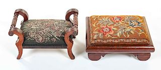 Two Victorian Needlepoint Foot Rests