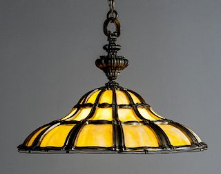 Arts & Crafts Slag Glass Hanging Light