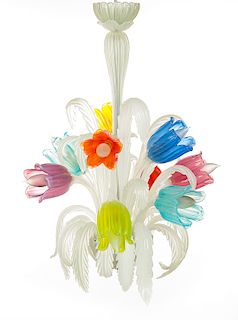Venetian Glass Tulip Form Chandelier