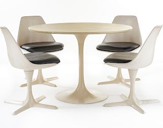 Burke Mid-Century Modern Tulip Table & 4 Chairs