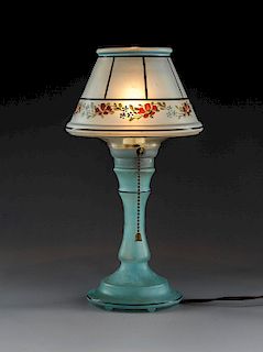 Frosted Blue Glass Budoir Lamp