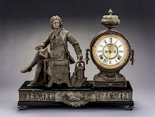 Ansonia Figural Denis Papin Vapeur Mantle Clock