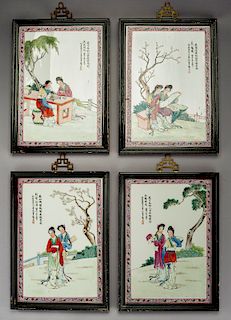 4 Chinese Porcelain Four Seasons Plaques