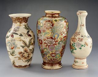 3 Satsuma Vases Incl Mille Fleurs