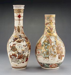 2 Satsuma Bottle Neck Vases