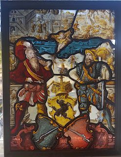 Swiss Renaissance Era Stained Glass  Arms & Armor