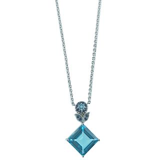 18K Blue Topaz & Sapphire Necklace.