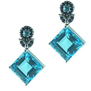 Topaz, Sapphire & Diamond Earrings.