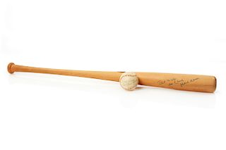 Hank Aaron Signed Baseball Bat and Ball