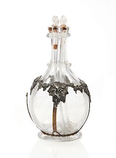 Divided Liquor Decanter with Grapes