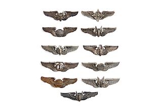 A Group of 11 U.S. Army Air Corps and U.S.A.F. Aviation Crew Wings