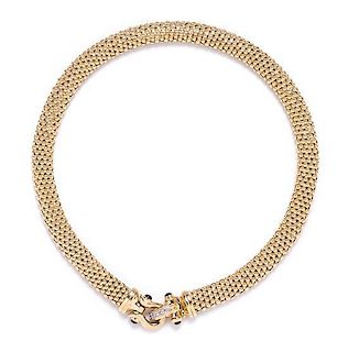 A 14 Karat Yellow Gold, Sapphire and Diamond Necklace, 30.10 dwts.