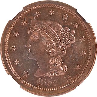 U.S. 1857 PROOF LARGE 1C COIN