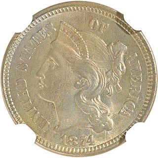 U.S. 1874 NICKEL 3C COIN