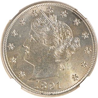 U.S. 1891 LIBERTY 5C COIN