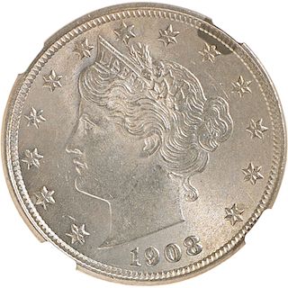U.S. 1908 LIBERTY 5C COIN