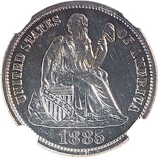 U.S. 1885 PROOF SEATED LIBERTY 10C COIN