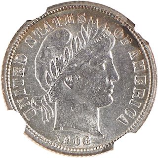 U.S. 1906-S BARBER 10C COIN