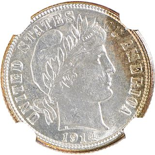 U.S. 1914-S BARBER 10C COIN